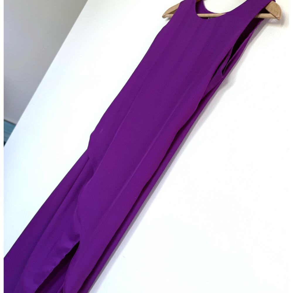 rare PATTY ANG Atelier bright orchid purple silky sleeveless hi lo midi dress - Picture 5 of 8